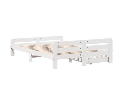 Estructura de cama sin colchón madera de pino blanca 140x190 cm