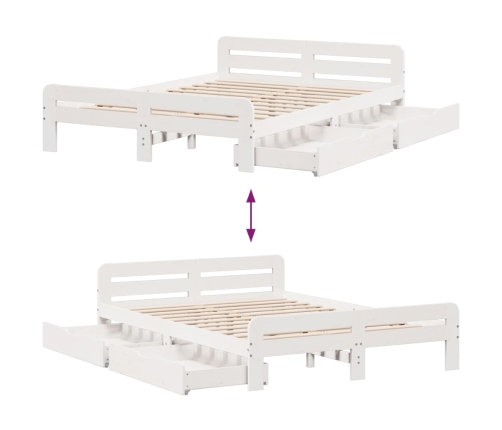 Estructura de cama sin colchón madera de pino blanca 140x190 cm