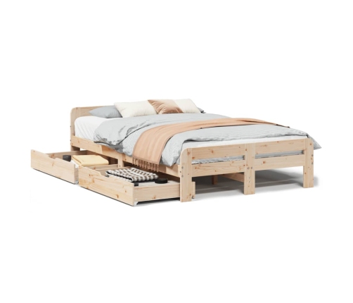 Estructura de cama sin colchón madera maciza de pino 135x190 cm