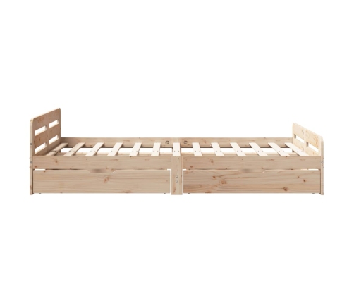 Estructura de cama sin colchón madera maciza de pino 135x190 cm