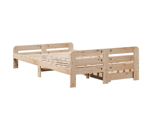 Estructura de cama sin colchón madera maciza de pino 135x190 cm