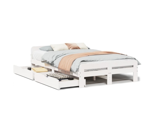 Estructura de cama sin colchón madera de pino blanco 135x190 cm