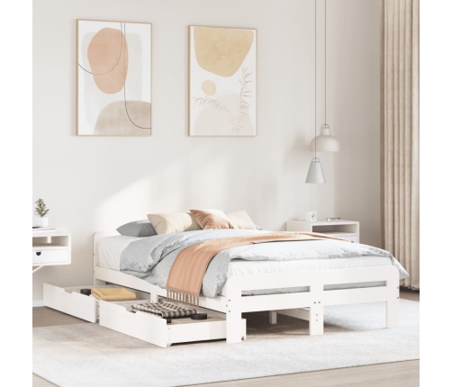 Estructura de cama sin colchón madera de pino blanco 135x190 cm