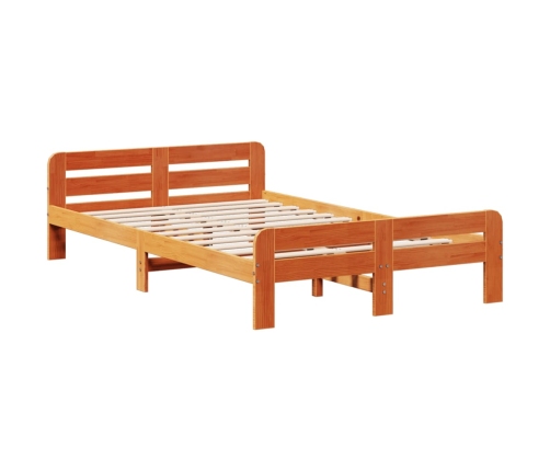 Estructura de cama sin colchón madera maciza marrón 135x190 cm