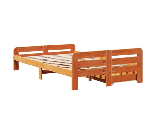 Estructura de cama sin colchón madera maciza marrón 135x190 cm