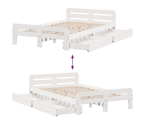 Estructura de cama sin colchón madera maciza blanca 120x190 cm