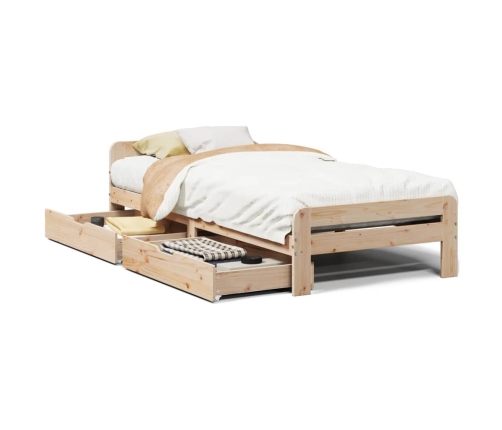 Estructura de cama sin colchón madera maciza de pino 90x190 cm