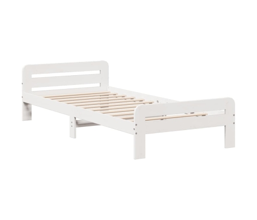 Estructura de cama sin colchón madera maciza blanca 90x190 cm