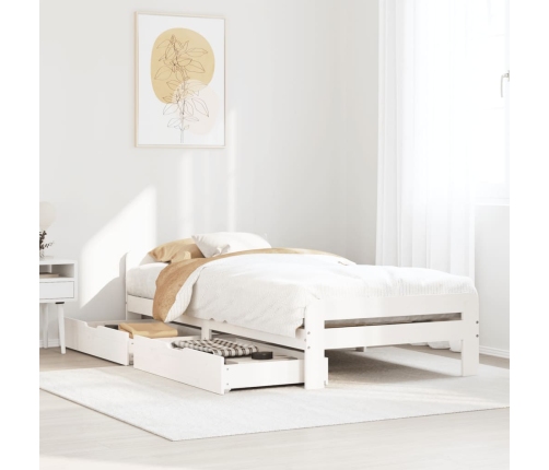 Estructura de cama sin colchón madera maciza blanca 90x190 cm