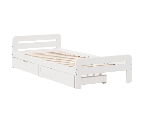 Estructura de cama sin colchón madera maciza blanca 75x190 cm