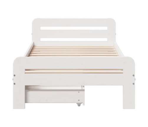 Estructura de cama sin colchón madera maciza blanca 75x190 cm