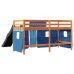 Cama alta para niños con cortinas madera pino azul 80x200 cm