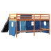 Cama alta para niños con cortinas madera pino azul 90x200 cm