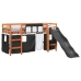 Cama alta niños con cortinas madera pino blanco negro 90x190 cm