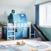 Cama alta para niños con túnel madera pino azul 80x200 cm