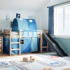 Cama alta para niños con túnel madera pino azul 90x200 cm