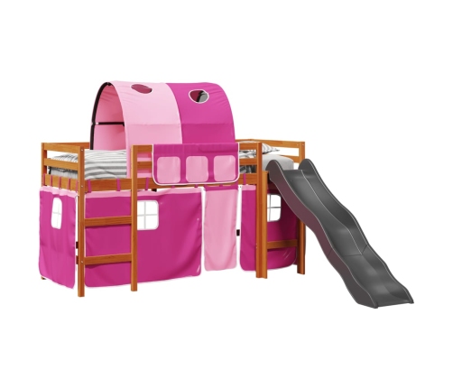 Cama alta para niños con túnel madera pino rosa 90x200 cm