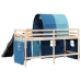 Cama alta para niños con túnel madera pino azul 90x190 cm