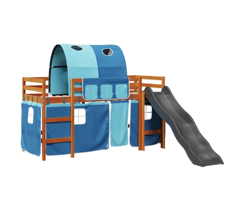 Cama alta para niños con túnel madera pino azul 90x190 cm