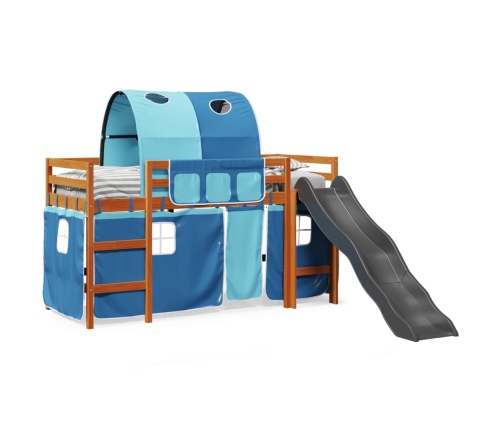 Cama alta para niños con túnel madera pino azul 90x190 cm