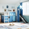 Cama alta para niños con torre madera pino azul 80x200 cm