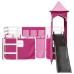 Cama alta para niños con torre madera pino rosa 80x200 cm