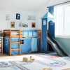 Cama alta para niños con torre madera pino azul 80x200 cm