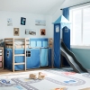 Cama alta para niños con torre madera pino azul 90x200 cm