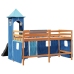 Cama alta para niños con torre madera pino azul 90x190 cm