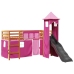 Cama alta para niños con torre madera pino rosa 90x190 cm