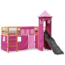 Cama alta para niños con torre madera pino rosa 90x190 cm
