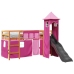 Cama alta para niños con torre madera pino rosa 90x190 cm