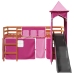 Cama alta para niños con torre madera pino rosa 90x190 cm