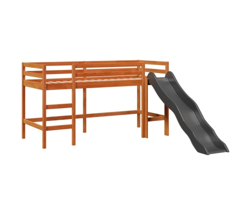 Cama alta para niños con torre madera pino rosa 90x190 cm