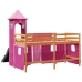 Cama alta para niños con torre madera pino rosa 90x190 cm