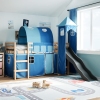 Cama alta para niños con torre madera pino azul 80x200 cm