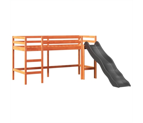 Cama alta para niños con torre madera pino azul 80x200 cm