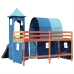 Cama alta para niños con torre madera pino azul 80x200 cm