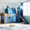 Cama alta para niños con torre madera pino azul 80x200 cm