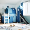 Cama alta para niños con torre madera pino azul 90x200 cm