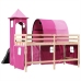 Cama alta para niños con torre madera pino rosa 90x190 cm