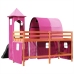 Cama alta para niños con torre madera pino rosa 90x190 cm