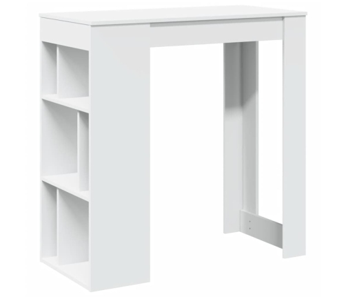 Mesa bar con estantes madera ingeniería blanca 102x50x103,5 cm