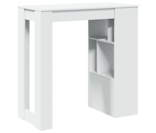 Mesa bar con estantes madera ingeniería blanca 102x50x103,5 cm