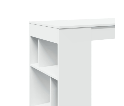 Mesa bar con estantes madera ingeniería blanca 102x50x103,5 cm