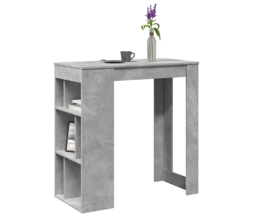 Mesa alta bar con estantes madera gris hormigón 102x50x103,5cm