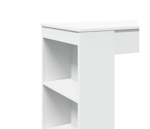 Mesa alta con estantes madera ingeniería blanca 95x47x103,5 cm