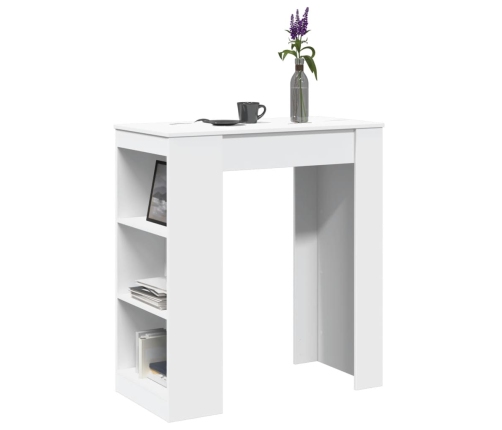 Mesa alta con estantes madera ingeniería blanca 95x47x103,5 cm