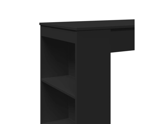 Mesa alta con estantes madera ingeniería negra 95x47x103,5 cm