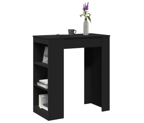 Mesa alta con estantes madera ingeniería negra 95x47x103,5 cm